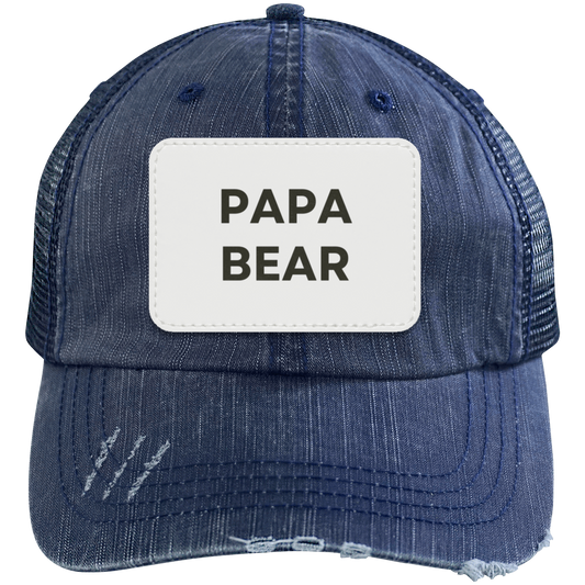 Mens' Distressed "PAPA BEAR" Trucker Hat - Highly Desirable